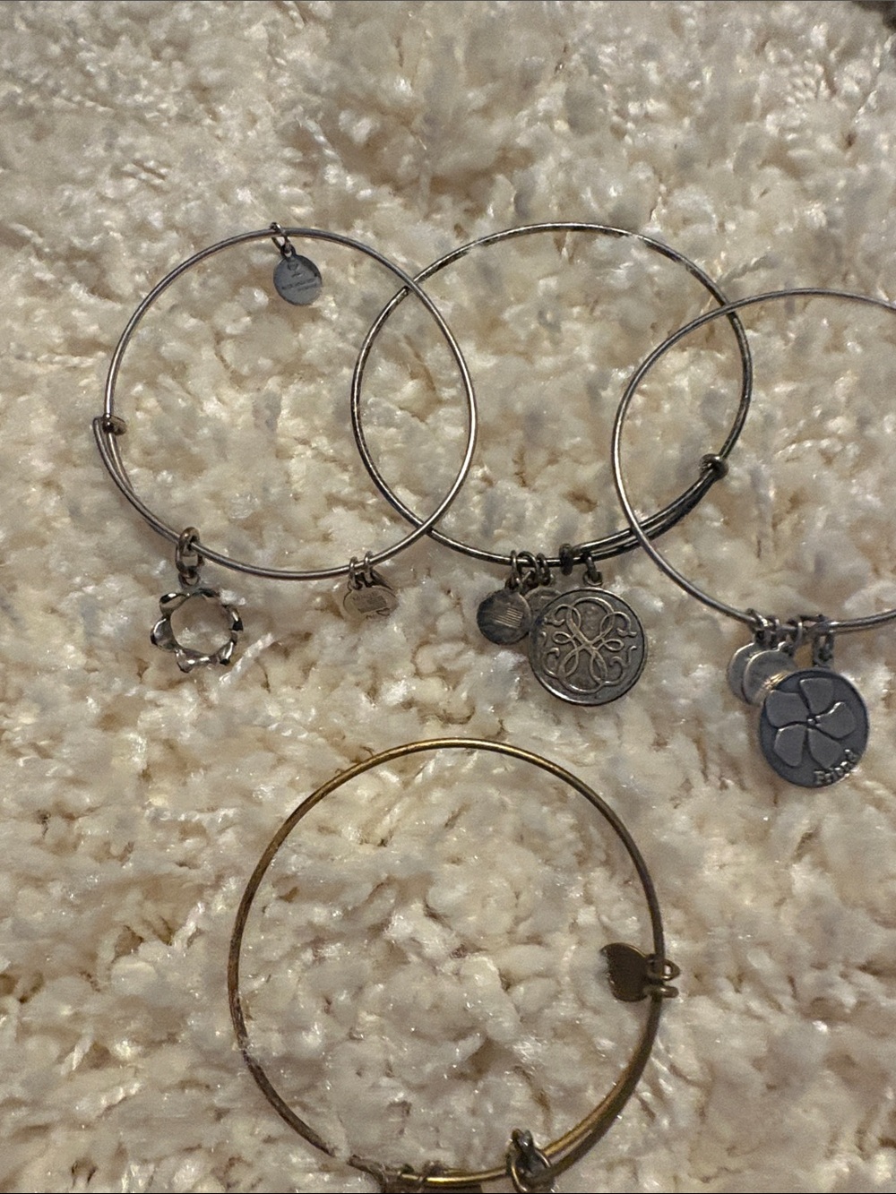 Silver and Gold Charm Bangle Bracelet Set - Women's Jewelry Alex and Ani